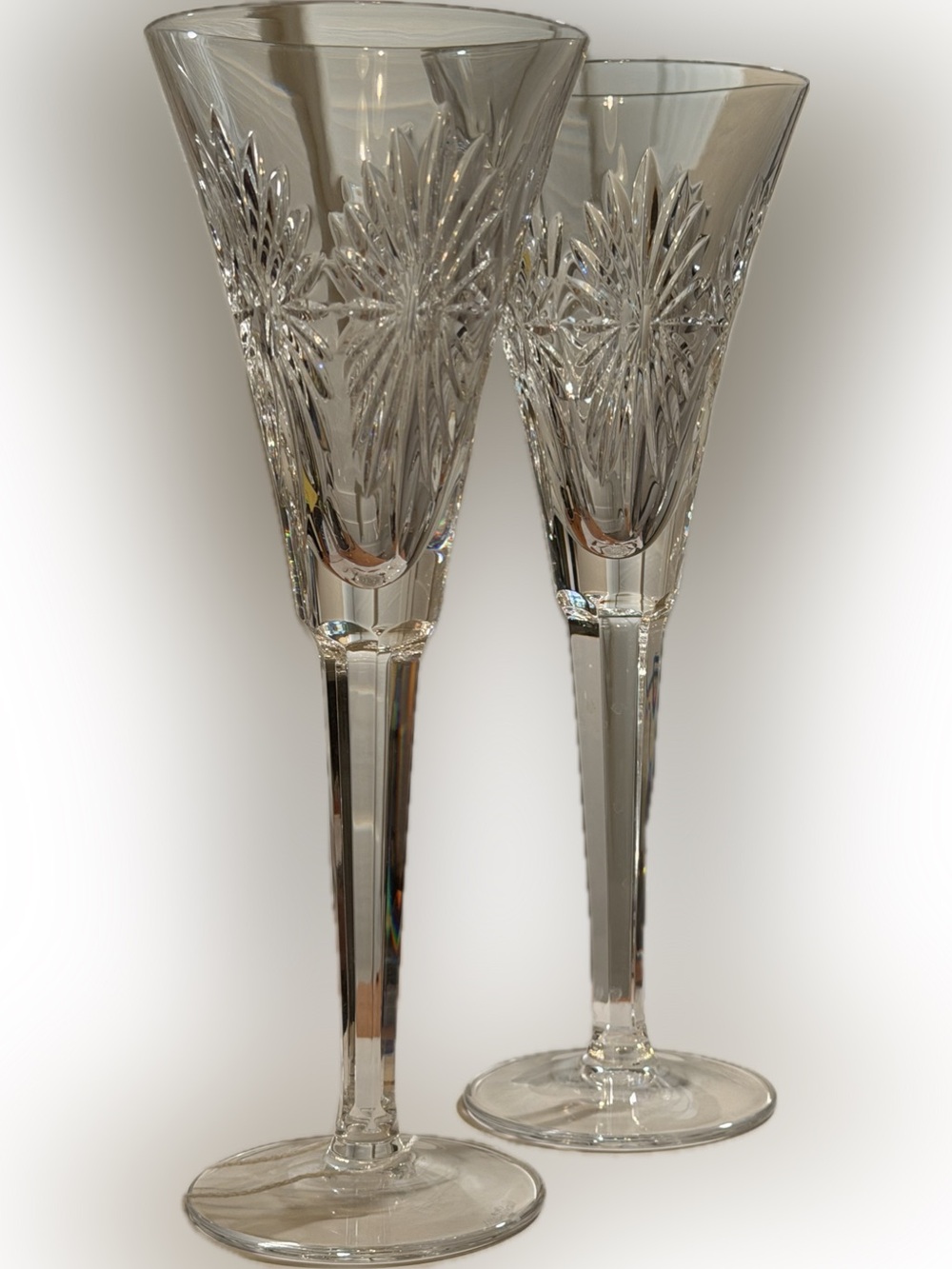 Vintage Waterford Crystal “Starburst” Signed Champagne Stemware, Set of 2 NWOB